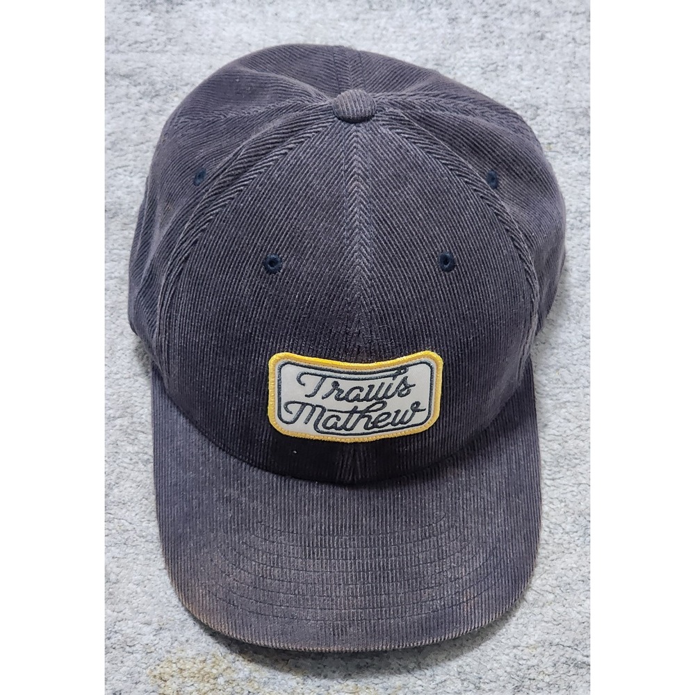 Travis Mathew Mens Adjustable Snapback Corduroy Charcoal Embroidered Cotton Hat